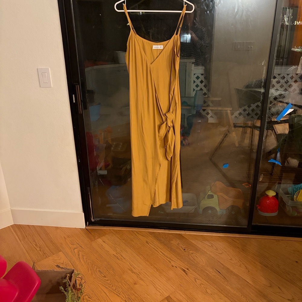 Faithfull the Brand Mustard Yellow Midi Wrap Dress
